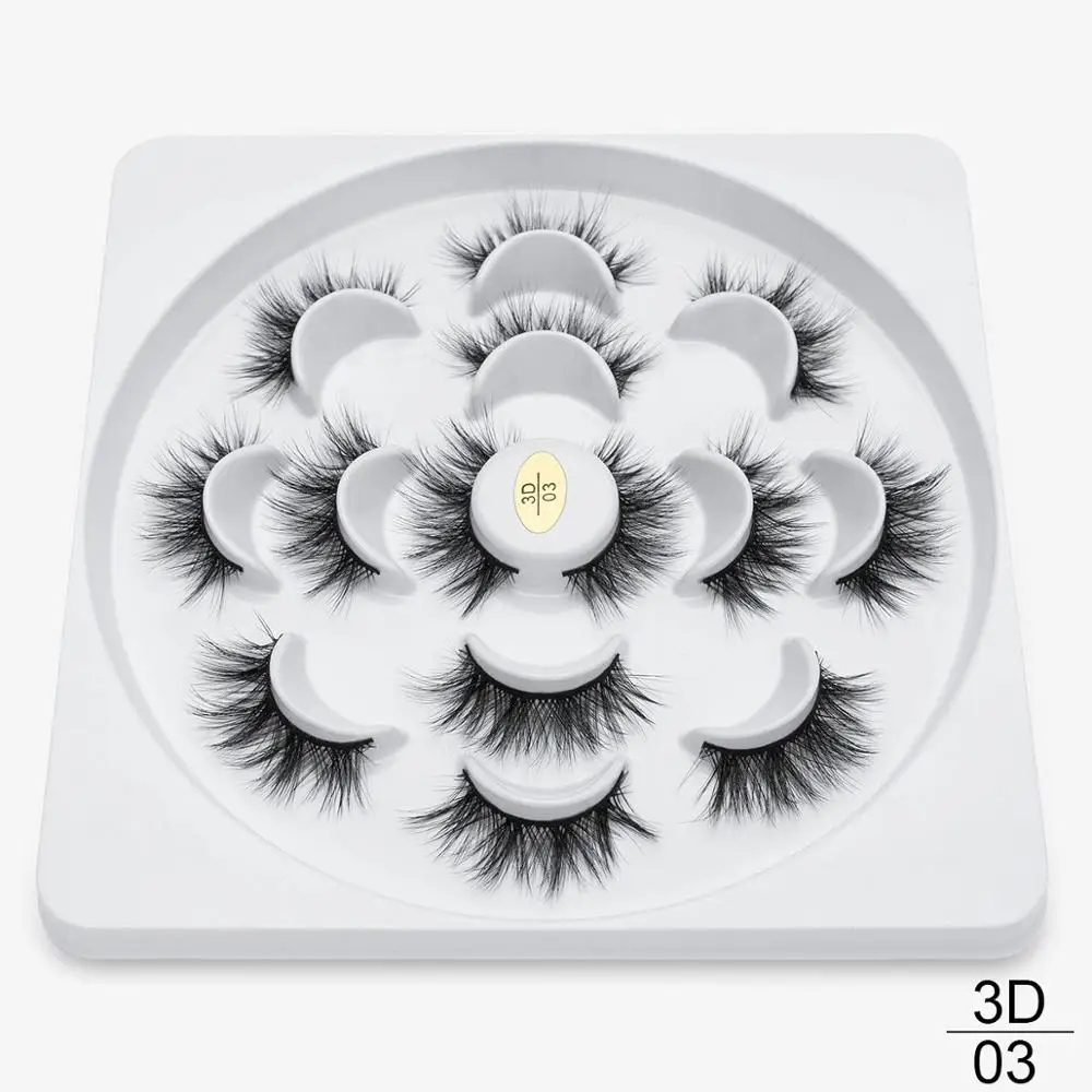3D03 Sexysheep 4/7 пар 3D ресницы ручной работы из натурального длинная шуба из искусственного ресницы серо-коричневого цвета Высокое качество накладные ресницы для наращивания набор для макияжа бровей, макияж - Цвет: 3D03