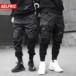 AELFRIC 2019 Мужские штаны для бега с несколькими карманами с эластичной резинкой на талии, дизайнерские штаны-шаровары для мужчин в стиле