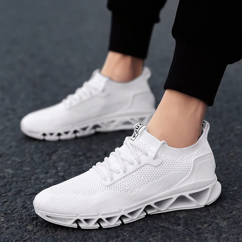 

New Style Blade Athletic Shoes Men's Fly-kit Mesh Elasticity Korean-style MEN'S SHOES Shock Absorption Running Shoes Casual Shoe