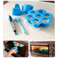 7-Отверстия Силиконовые Еда дополнение бокс-сет с зажимом щетка с защитой от ожогов легко моется и многоразовому использованию