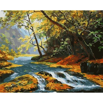 

High Mountain Water Flow Hand Made Paint High Quality Canvas Beautiful Painting By Numbers Surprise Gift Great Accomplishment