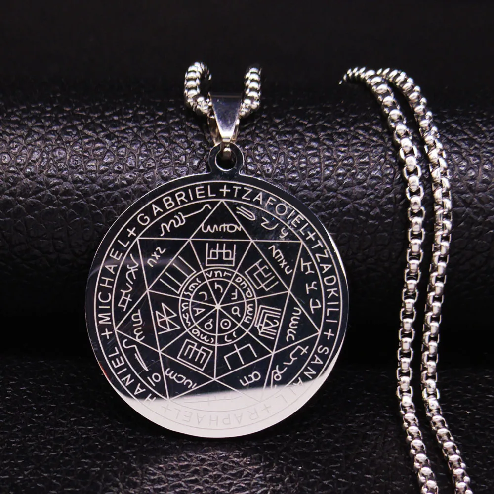 Witchcra Pentagram Stainless Steel Necklaces Seven Archangels Men