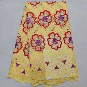 

5 yard Swiss lace fabric 2020 latest heavy beaded embroidery African cotton fabrics Swiss voile lace popular Dubai style HL05226