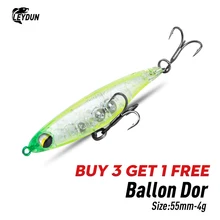 Ley dun – Mini leurre BALLON DOR coulant lent, appât artificiel de type wobbler japonais idéal pour la pêche à la turlutte, nouveau modèle, 55mm, 4g 