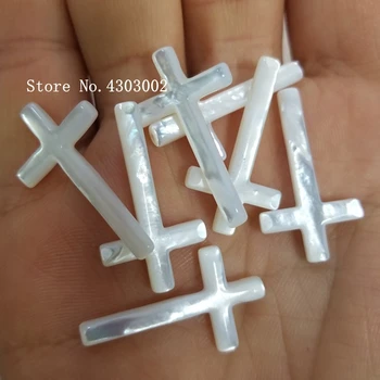 

20pcs/lot 16x28mm Natural long Cross Mother of Pearl shell for DIY Jewelry Cross cut MOP Pearl shell Beads