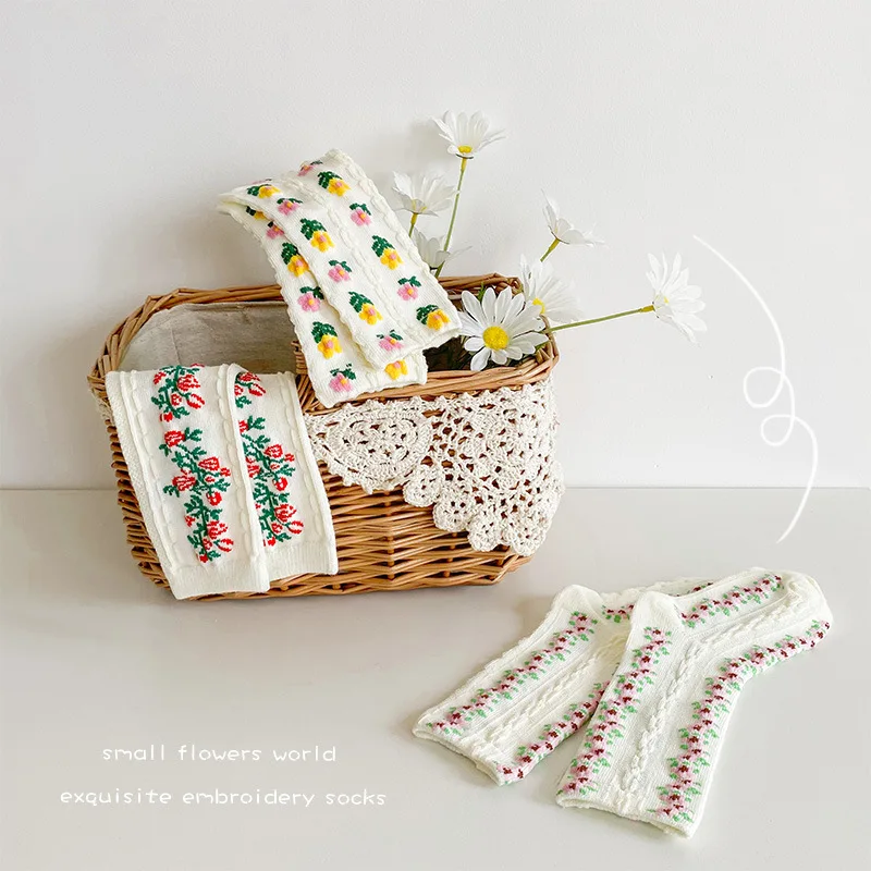 Cartoon Socks Children Socks 3 Pairs/lot Children's Socks Japanese Korean Style Cartoon Flower Women Socks Dress Girl's Spring Summer Kawaii
