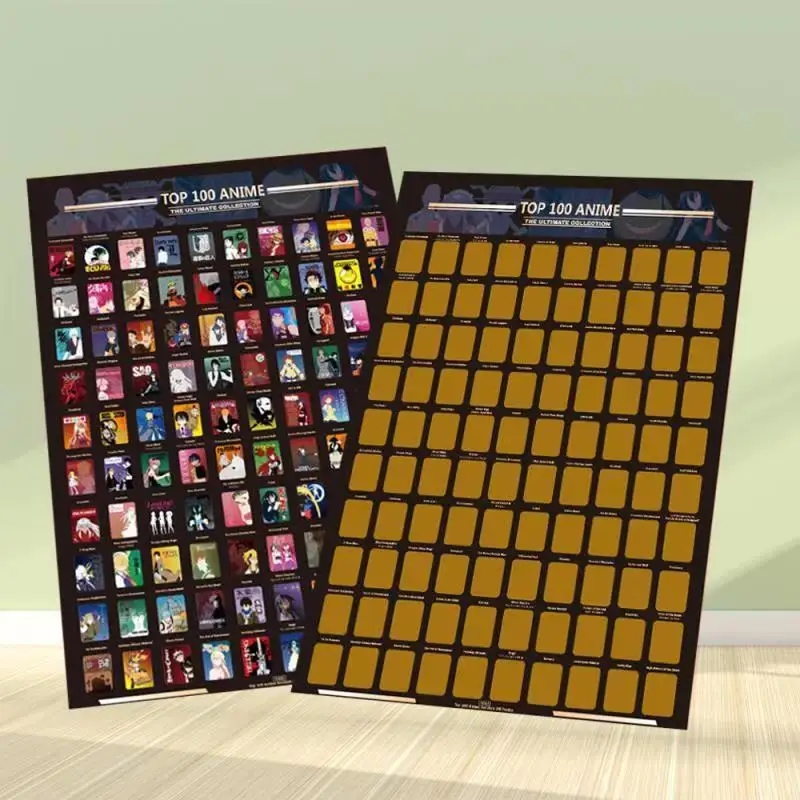 Top 100, póster de rascado de Anime, papel tapiz de foto, regalo precioso para la lista entusiasta del Anime, pegatina artística Premium