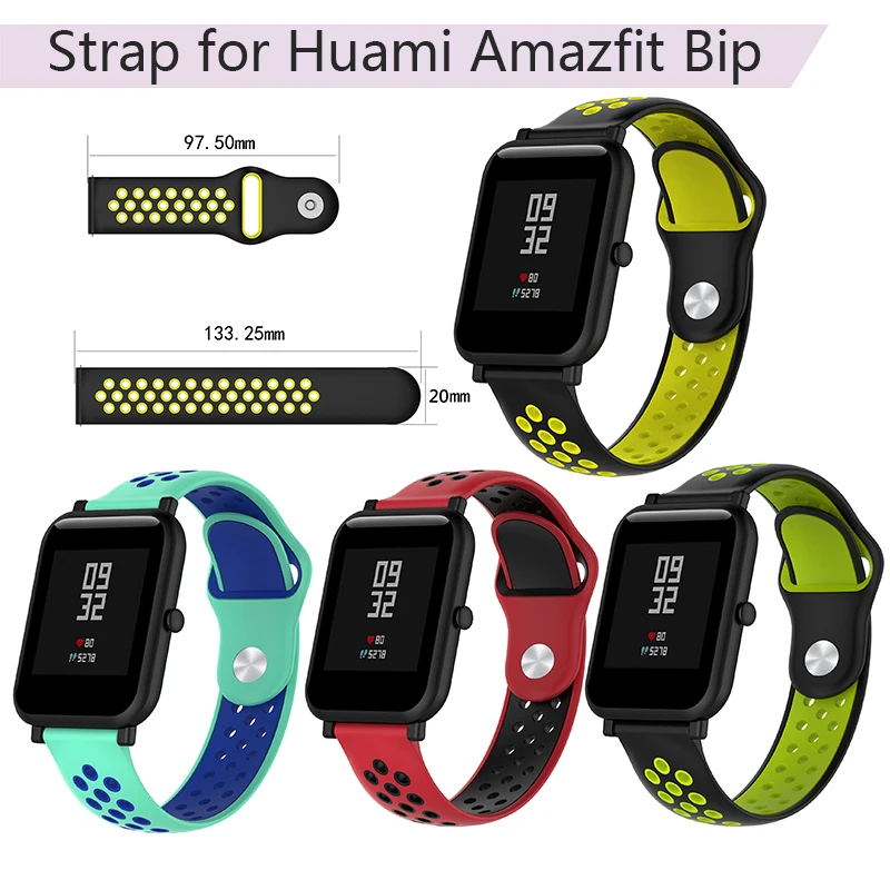 20 мм/22 мм силиконовый браслет на запястье для наручных часов Xiaomi Huami Amazfit Bip Bit спортивные Смарт-часы браслет Замена для huawei часы 2