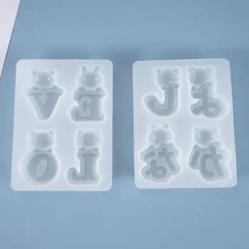 

1/2 Pcs Resin Crystal Epoxy Mold Bear Letters Decoration Casting Silicone Mould DIY Crafts Jewelry Making Tools
