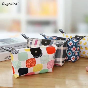 

Cosmetic Bags PU Women Printed Zipper Kawaii Harajuku Simple Large Capacity Makeup Bag Casual Waterproof Portable Folding Travel