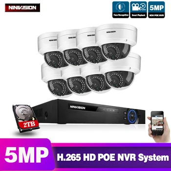

NINIVISION 8CH POE NVR Kit HD 5MP CCTV Camera System 5.0MP Outdoor Waterproof IP Camera POE Home Security Video Surveillance Set