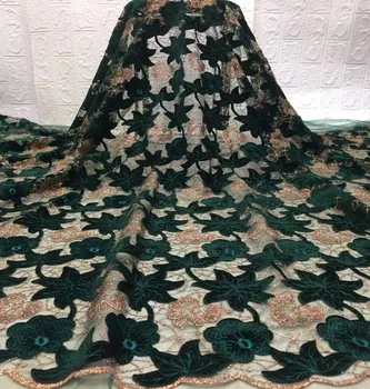 

New Arrival Fabrics African Nigerian Tulle Mesh Lace Fabric for Wedding Velvet Lace Fabrics TS9069