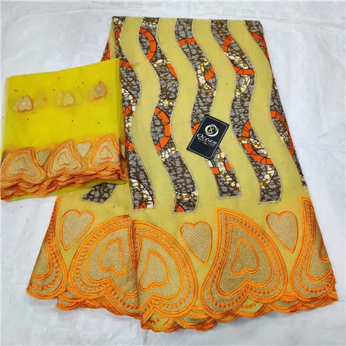 

5+2yards cotton fabric with wax cloth 2019 high quality swiss voile lace in switzerland nigerian lace fabric F1QZSE027