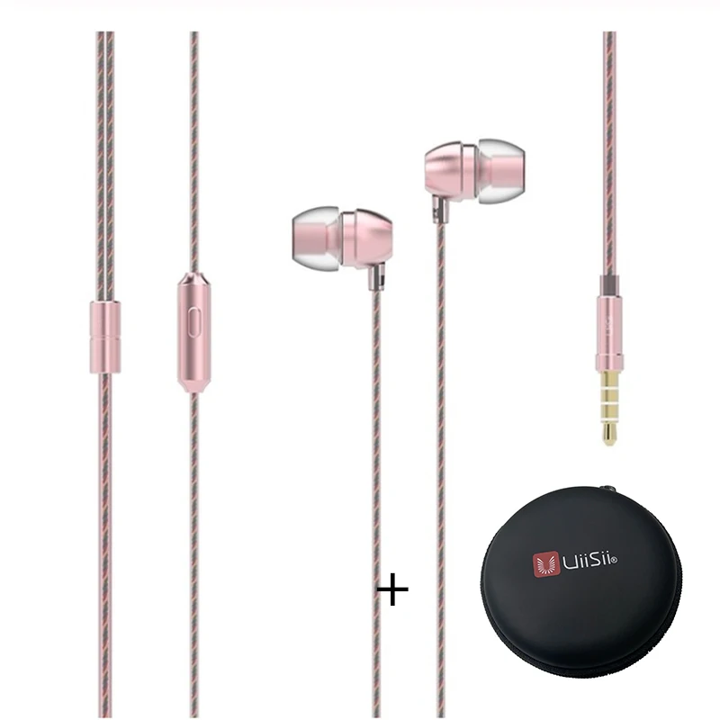 Наушники UiiSii HM7/13, ходовые наушники с микрофоном, металлические стерео наушники с супер басами 3,5 мм для iPhone/samsung Phone Go pro MP3 - Цвет: HM7 Pink And box
