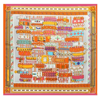 

100*100cm TOP Silk superior Keychain Scarves Women Foulard Square Hijab Scarf Ladies Shawl wrap muffler pareo female hijab