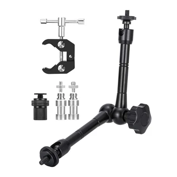 

ic Arm With Super Clamp 11 inch Articulating Friction Crab Clamp With 1/4 inch And 3/8 inch Thread For Dslr Camera Rig, Monit