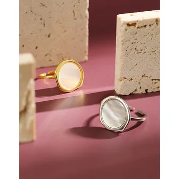 

1PC 18K GOLD 100% Authentic 925 sterling silver shell Conch polygon Geometric Band Ring Irregular Jewelry TLJ1184