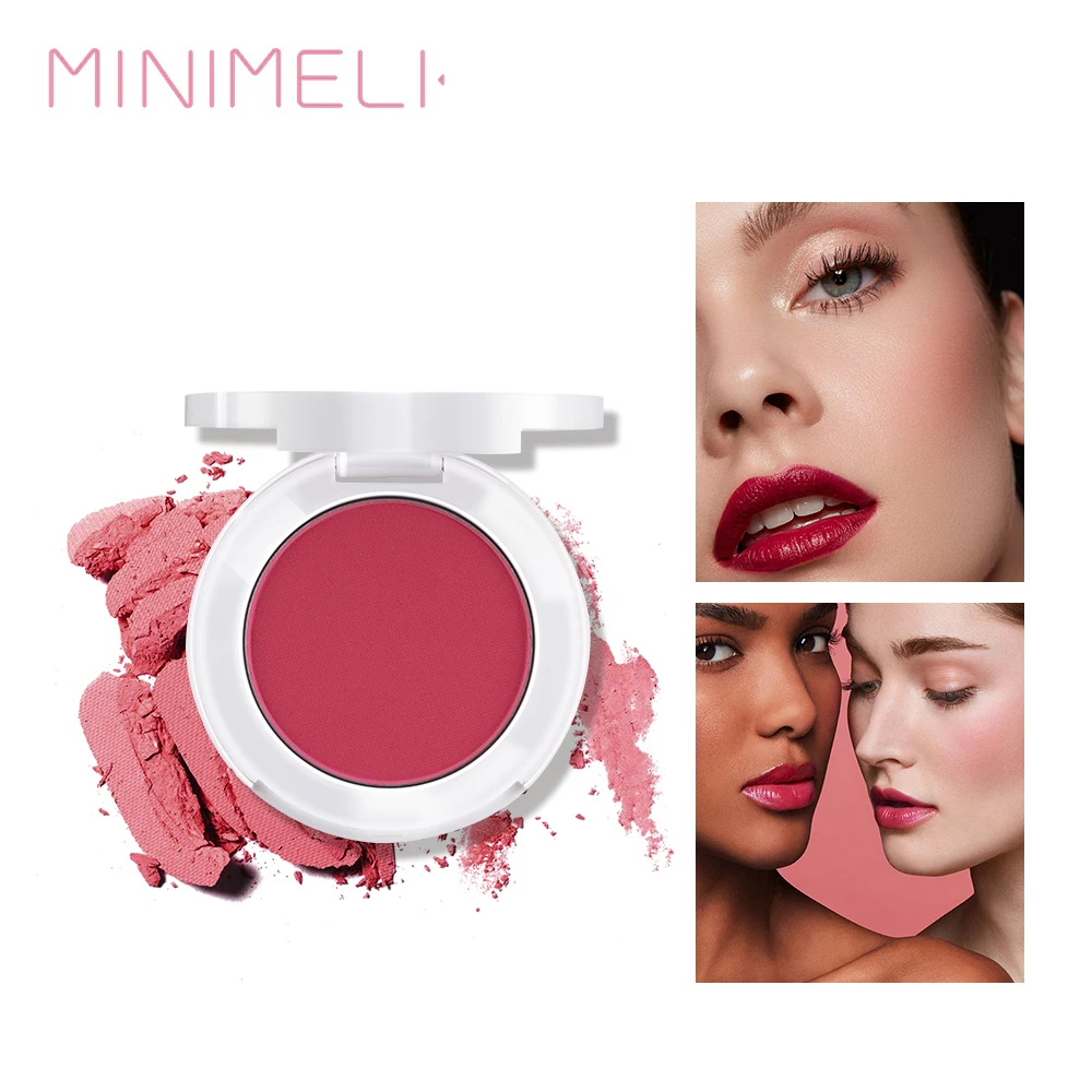 

MINIMELI 6 Colors Face Baked Cheek Blush Smooth Long-Lasting Oil Control Natural Makeup Matte Mineral Blush Palette Cosmetics