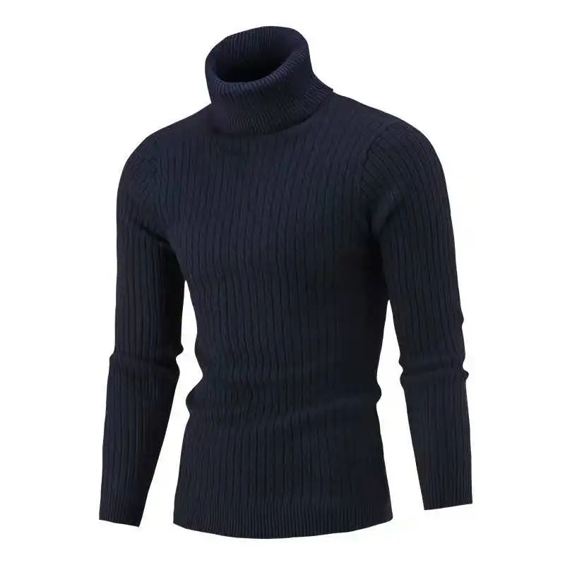 navy Джерси grueso y catido de cuello alto de invierno para hombre, трикотажные изделия de marca de cuello alto para hombre, Джерси ajusta - Цвет: navy
