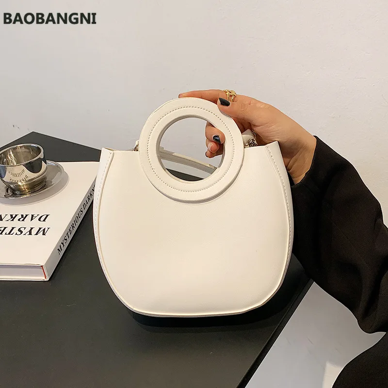 

Round Handle Small PU Leather Shoulder Crossbody Bags for Women Summer Fashion Trendy Elegant Handbags Totes