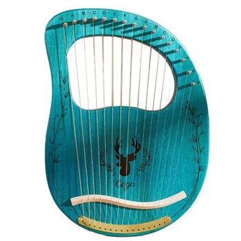 

SEWS-Cega Lyre Harp,16 String Harp Mahogany Lyre Harp,Portable Stable Sound Quality Harp for Instrument Lovers Beginners