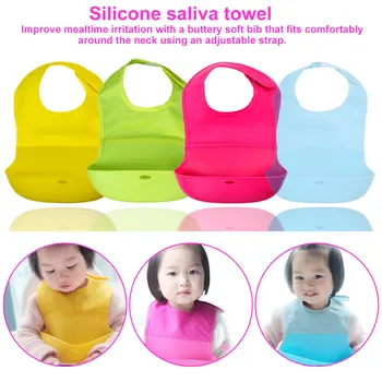 

27*22CM Baby bib children eat pocket waterproof silicone baby saliva towel maternal and infant supplies