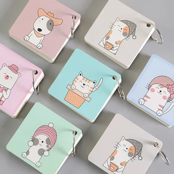 

Cartoon Cat Dog Diary Paper Memo Pad Student Blank Vocabulary Book Portable Mini Pockets Notebook