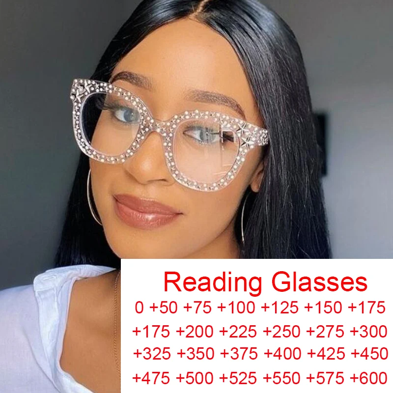 Presbyopia Anti Blue Light Glasses Woman Brand Designer Square Star Frame Vintage Reading Vision Care Eyewear +0~+6.00 | Аксессуары для