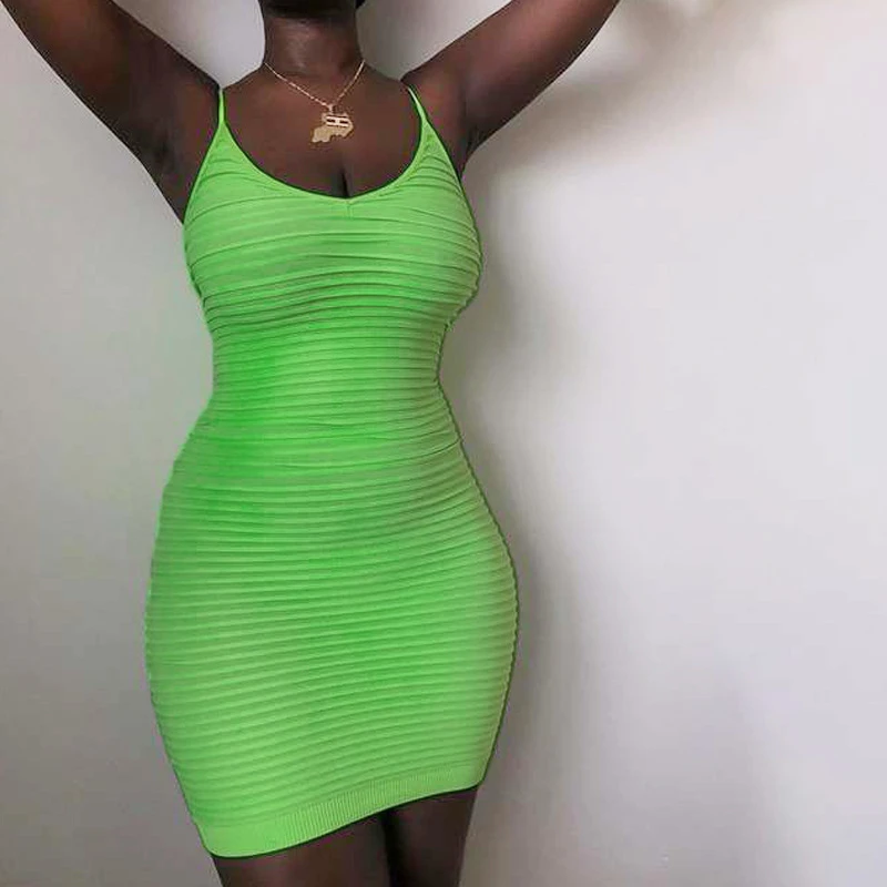 pink and green striped dress