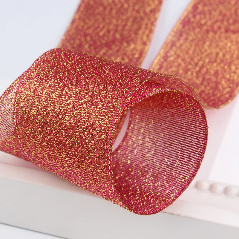Gold Silver Glitter Silk Satin Ribbons Crafts Wedding Decorative DIY Bow Christmas Gift Wrap Decor 10Meters satin ribbons,ribbon decoration,ribbon supplies,grosgrain ribbon