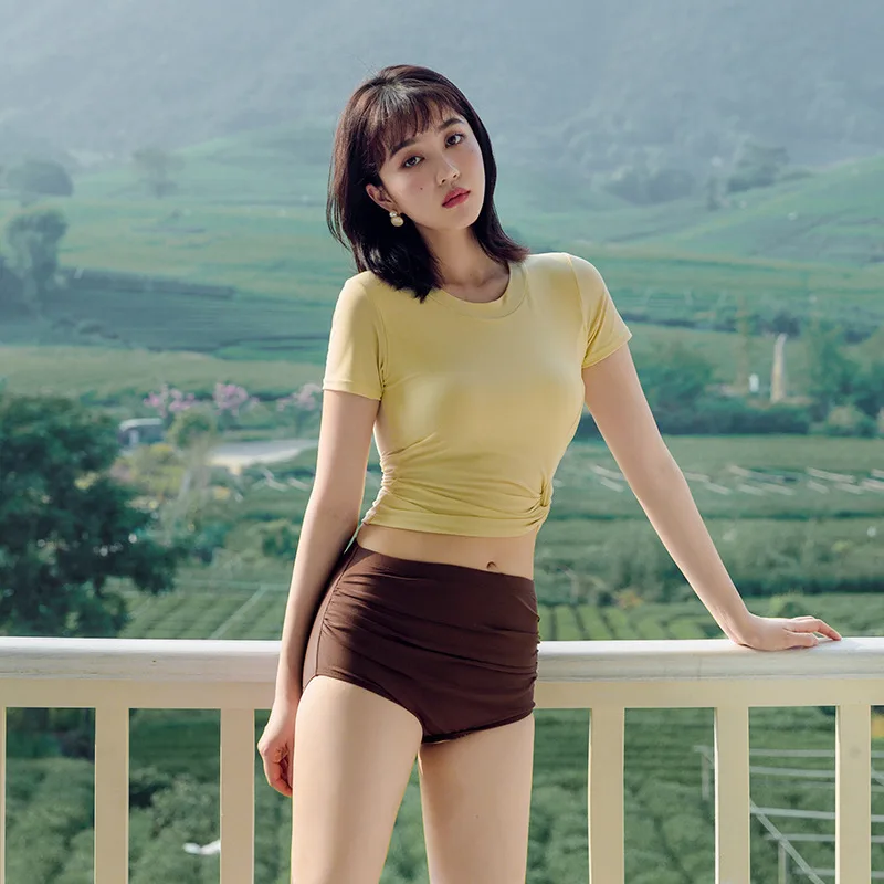 

Swimwear Woman Girl Swimsuit Tankini Women Two Pieces Bikini May Female Beach For Pool High Waist Short Long Sleeve Contracted