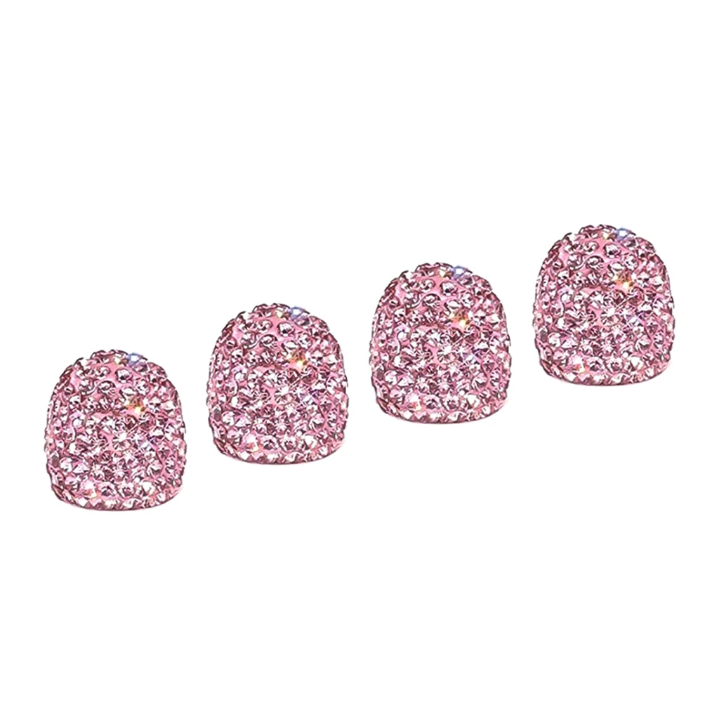 4pcs Tires Valve Stem Caps Wheel Motorcycle Accessories, Handmade Sparkling Rhinestone 7.5mm White, pink, black