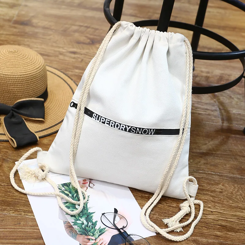 

Drawstring Backpack Canvas Pouch Simple Men And Women Students Drawstring Backpack Closing School Bag