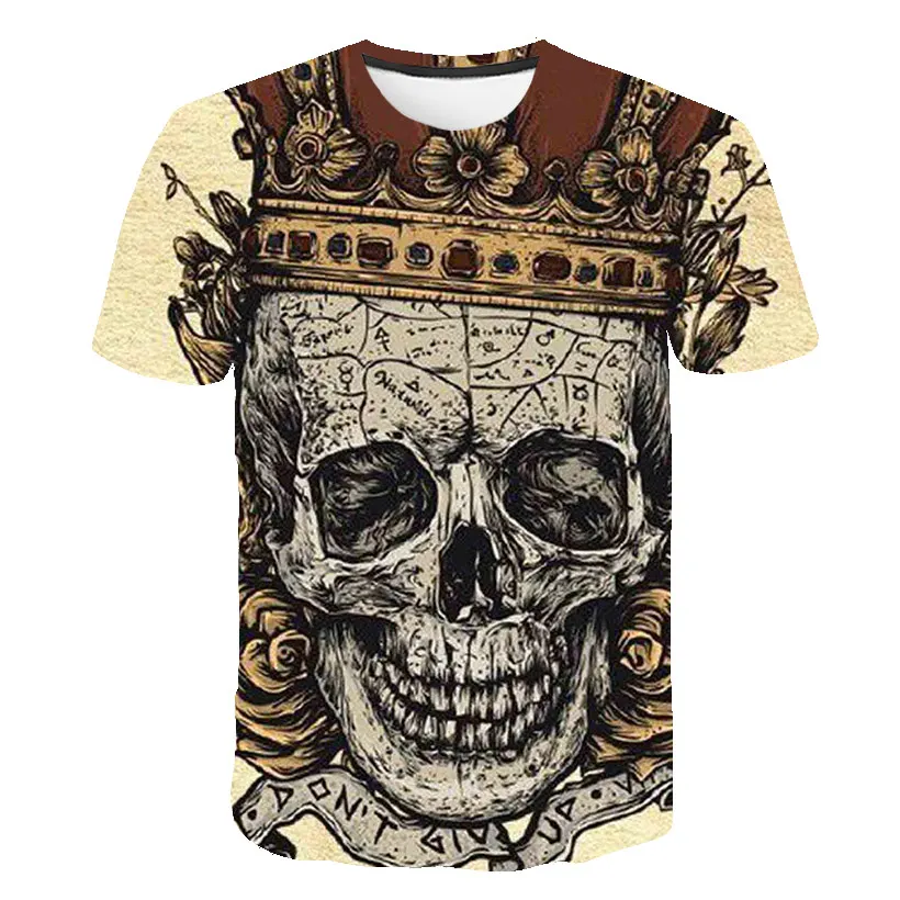 New Skull T Shirt Men Women 3D Print Fire Skull T-shirt Short Sleeve Hip-Hop Tees Summer Tops Cool t shirt Halloween Shirt