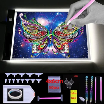 

A4 LED Light Pad for Diamond Painting, USB Powered 5D Diamond Embroidery Accessories Light Board Tools tray Kit