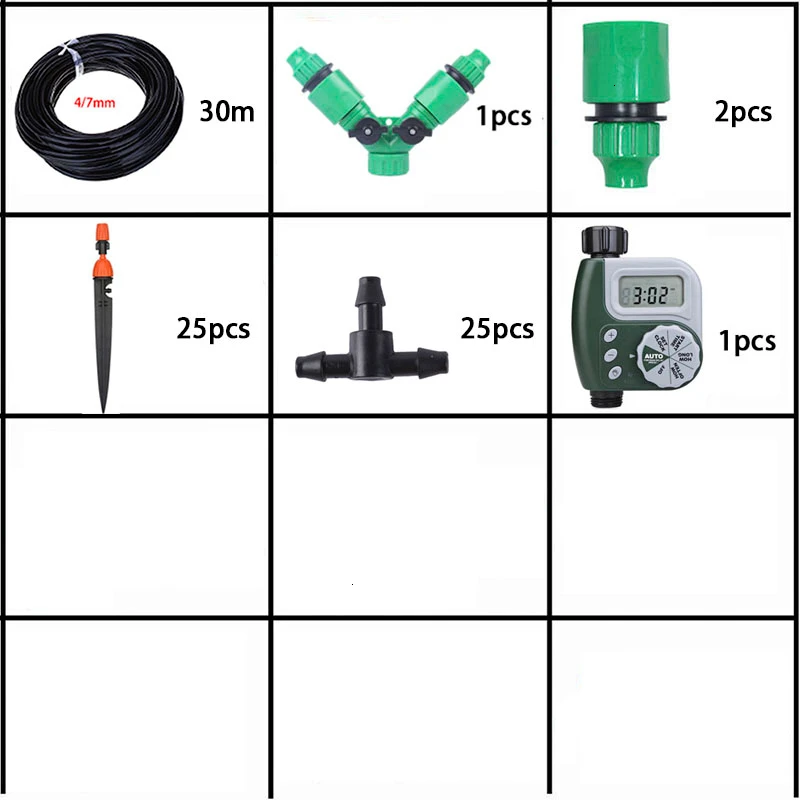 DIY Автоматическая микро капельная система орошения сада спрей самополива наборы с регулируемой капельницей - Цвет: 30M kit3