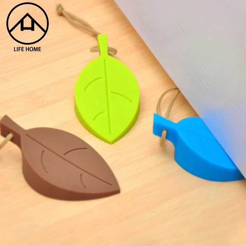 

Leaves Shape Silicone Rubber Door Stop Stoppers Door Block Children Anti-Folder Hand Hotel Security Door Card Hanging Door Stop