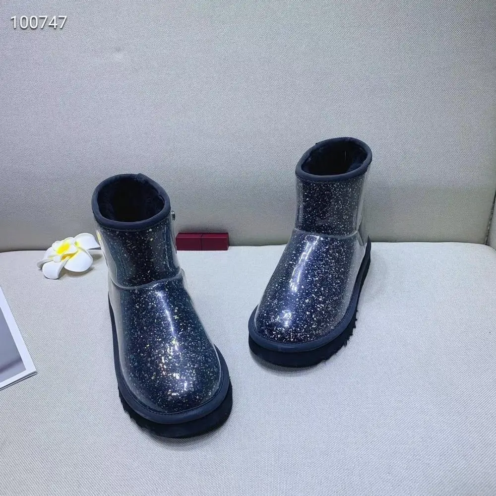4 Зимние сапоги высокого качества из прозрачной пленки и блестящей овечьей шерсти с внутренней подкладкой; женские сапоги королевской семьи; Размеры 35-40 - Цвет: 4
