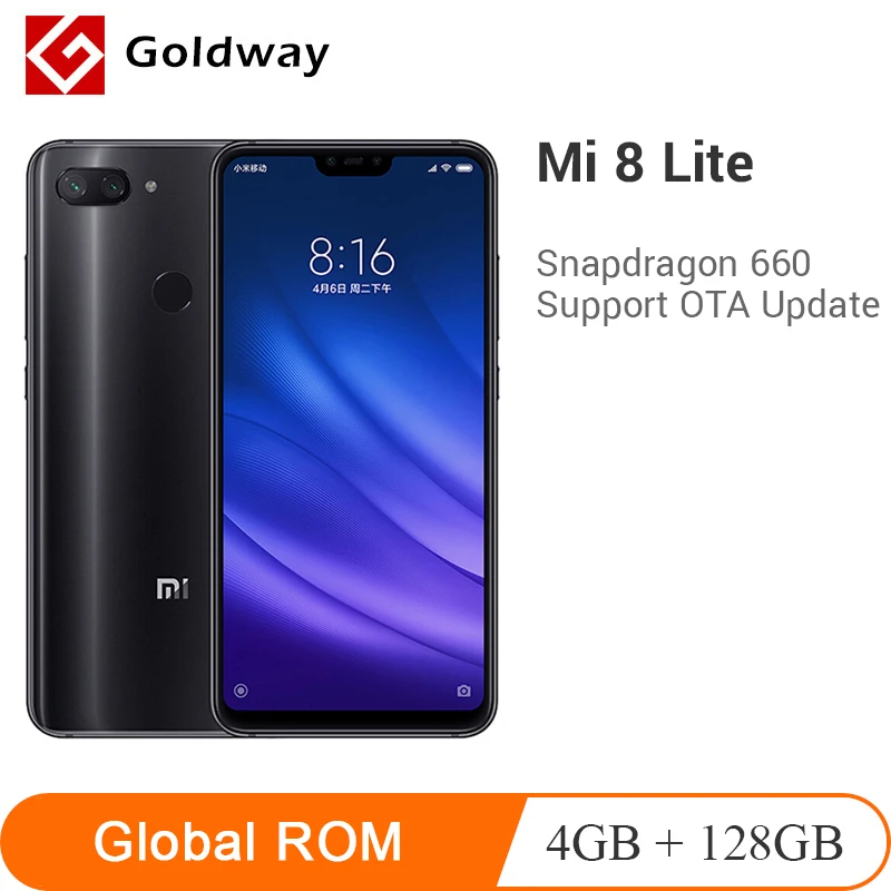 

Original Xiaomi Mi 8 Lite Snapdragon 660 Octa Core 4GB RAM 128GB ROM Mobile Phone 24MP Front Camera 6.26" 19:9 Notch Full Screen