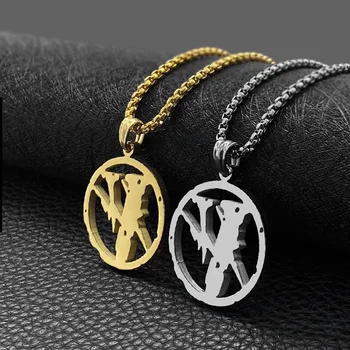 

Lightning Pendant Chain Necklace Stainless Steel Gold Color For Couple Hip Hop Link Choker Necklace Accessories Jewelry Gift