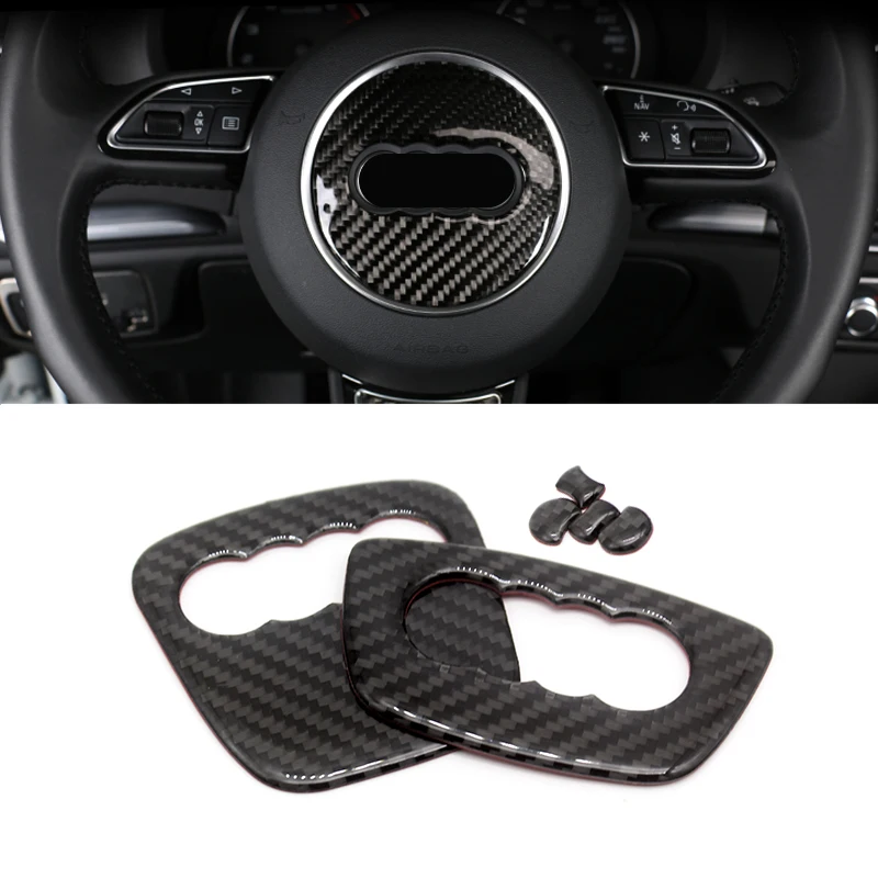 

For Audi Q5 A4 A3 A6 Q3 Q7 Interior Carbon Fiber Steering Wheel Panel Cover Trim Sticker