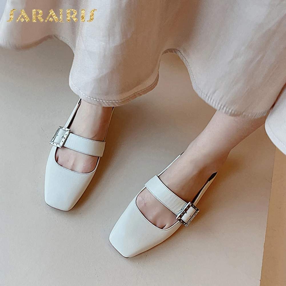 

Sarairis 2020 New Fashion Genuine Cow Leather Elegant Pumps Woman Shoes Buckle Strap Comfortable Casual Shoes Women Pumps