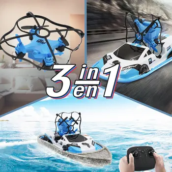 

3 In 1 RC Drone Boat Car Water Ground Air Mode Three Modes Headless Mode Altitude Hold RC Helicopters Toys For Kids Gifts
