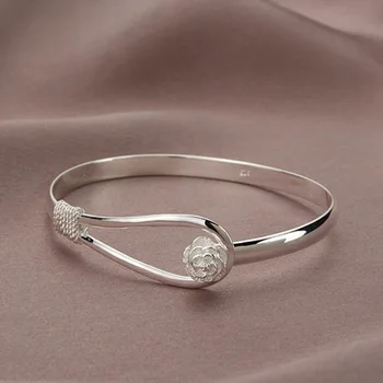 

Adjustable 925 Sterling Silver Flower Charm Bracelet &Bangle For Women Fashion Elegant Jewelry Браслет sl212