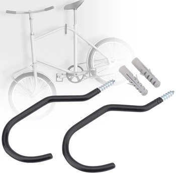 

2 Pcs Brackets Bicycle Storage Heavy Duty Garage Cycling Steel Stand Holder Parking Racks Wall Mounted Black Bike Hook Hanger