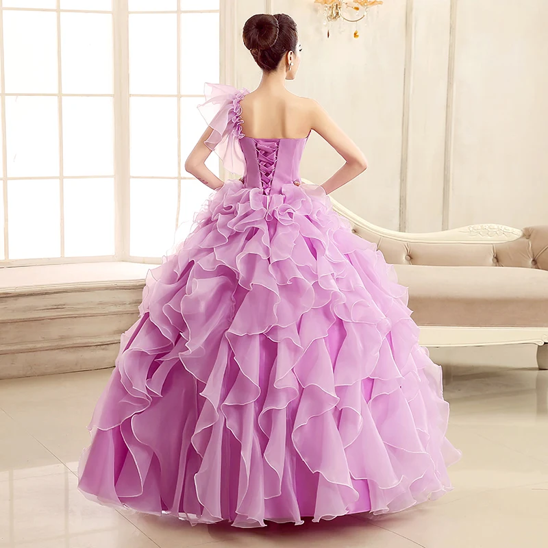 Quinceanera One Shoulder Ball Gown Blue Quinceanera Dresses Luxury Beaded Sequined Debutante Dresses 15 Years