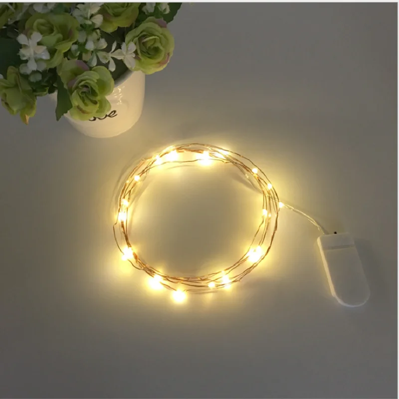 LED Fairy Lamp CR2032 Button Battery Powered 2M 20LED Copper Christmas Wedding Gift Decoration | Лампы и освещение