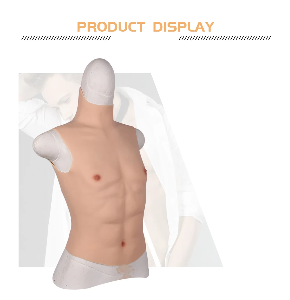 Drag Queen Perfect Pectorals Fake Male Chest Silicone Muscle Half Body High Collar Hollaween Props Cosplay Masquerade Costume (7)