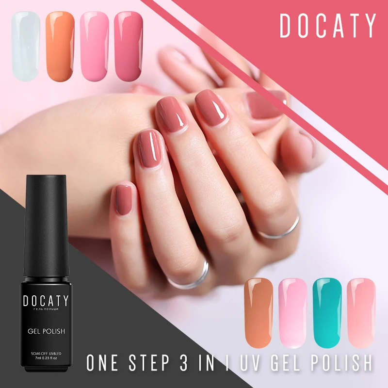 Лак Docaty впитывающий Полупостоянный 3 в 1 лак для ногтей гель маникюра
