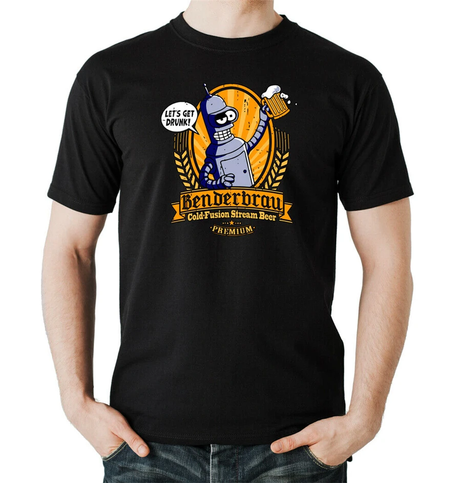 Bender Beer/топы футболка Черная Серия для мальчиков телевидение Питьевая свободный